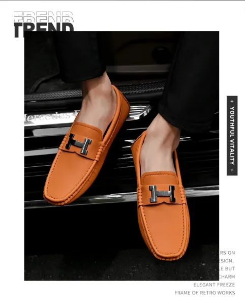 Design H-Logo Loafer Orange Casual Shoes - 27