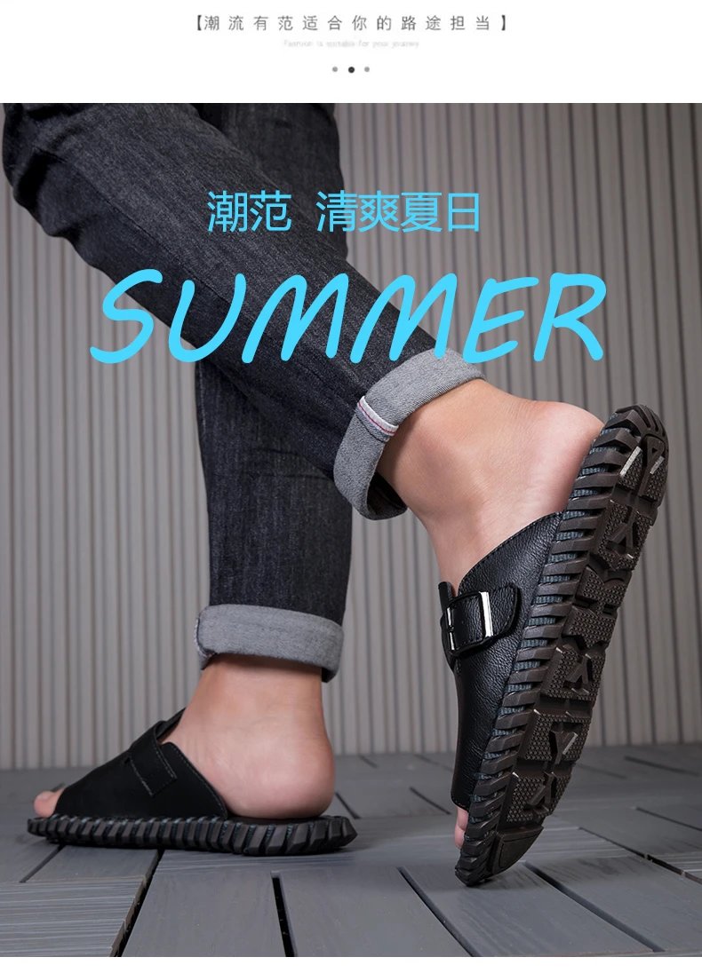 Design Brown Buckle Slide Sandals Slippers - 6