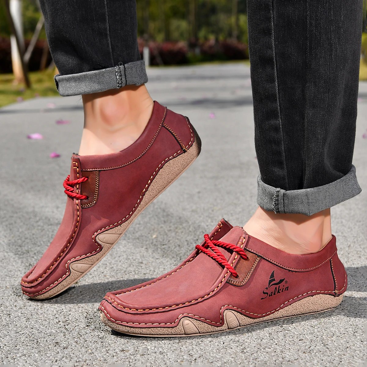 Design Salkin Casual Loafers Tan Suede Loafers - 45