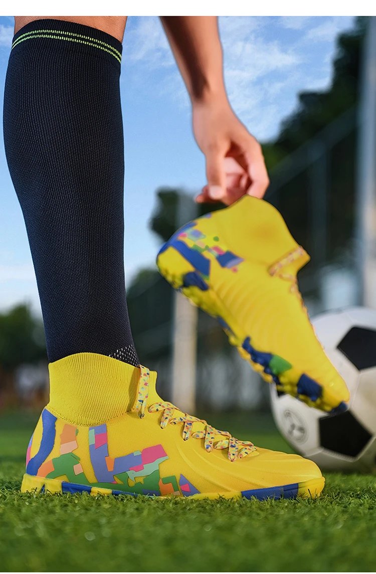 Design Football Cleat White Multicolor Graphic Print Stud Shoe Sneakers - 14