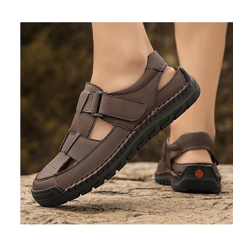 Design Sandal Black Leather Casual Sandals - 17