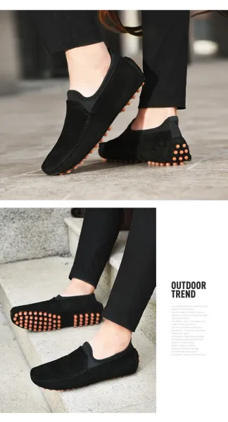 Design Slip-On Loafer Gray Suede with Orange Studs Casual Shoes - 20