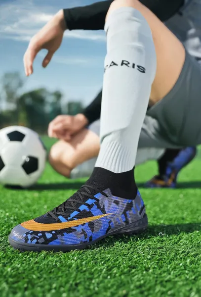 Nike Mercurial Superfly FG Blue Camo Orange Swoosh Football Cleats Sneakers - 28