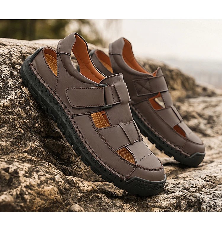 Design Sandal Black Leather Casual Sandals - 20