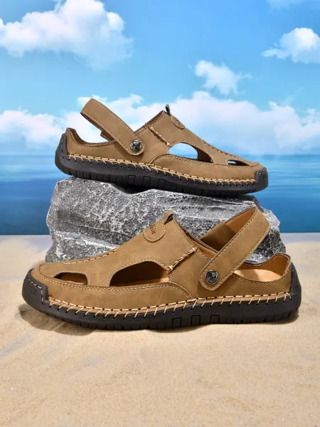 Design Outdoor Sandal Tan Suede with Stitched Sole - 1