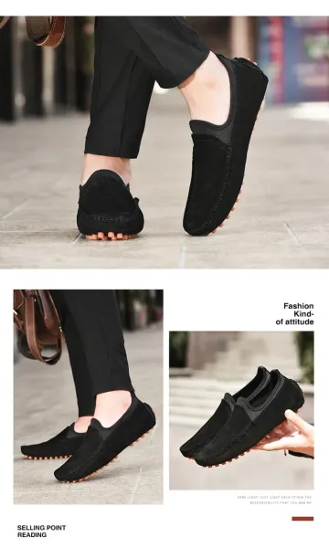Design Slip-On Loafer Gray Suede with Orange Studs Casual Shoes - 19