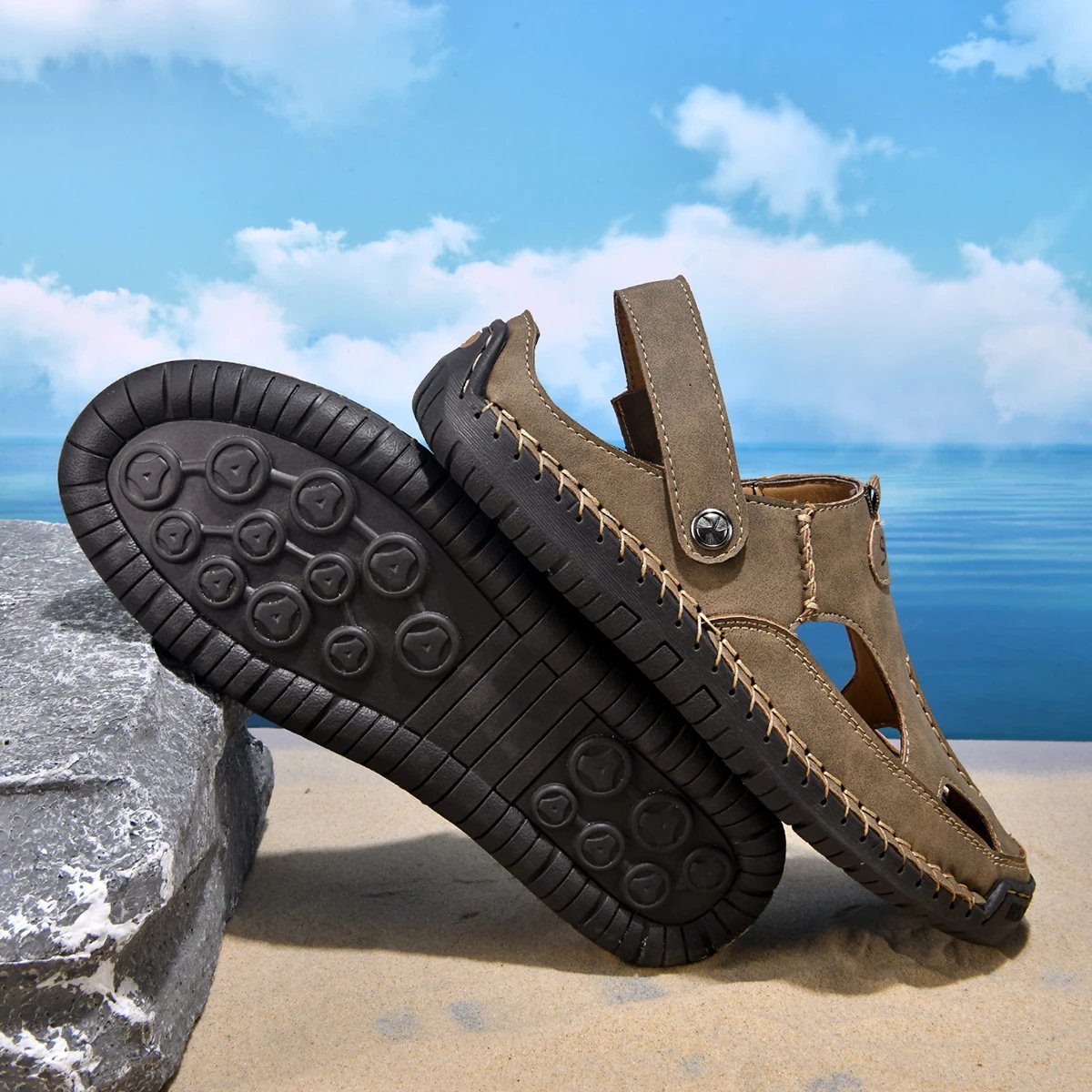 Design Sandal Blue Suede Outdoor Slide Sandals - 27