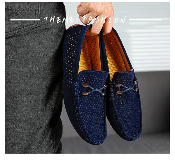 Design Perforated Loafer in Gray with Rope Detail Casual Shoes - 5