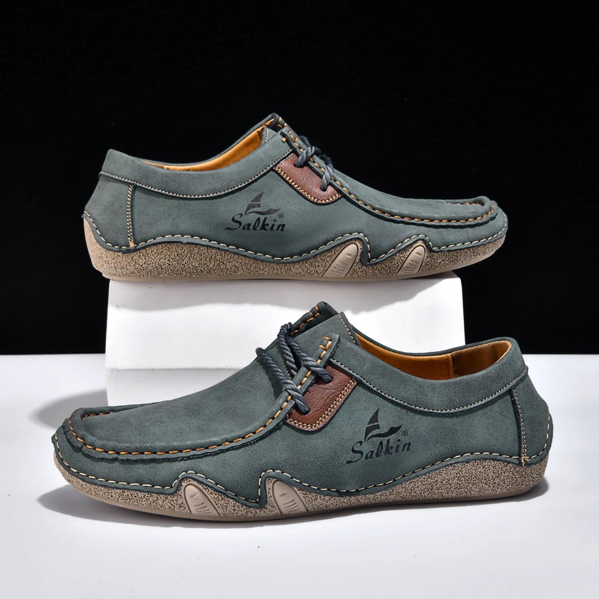 Design Salkin Casual Loafers Tan Suede Loafers - 14