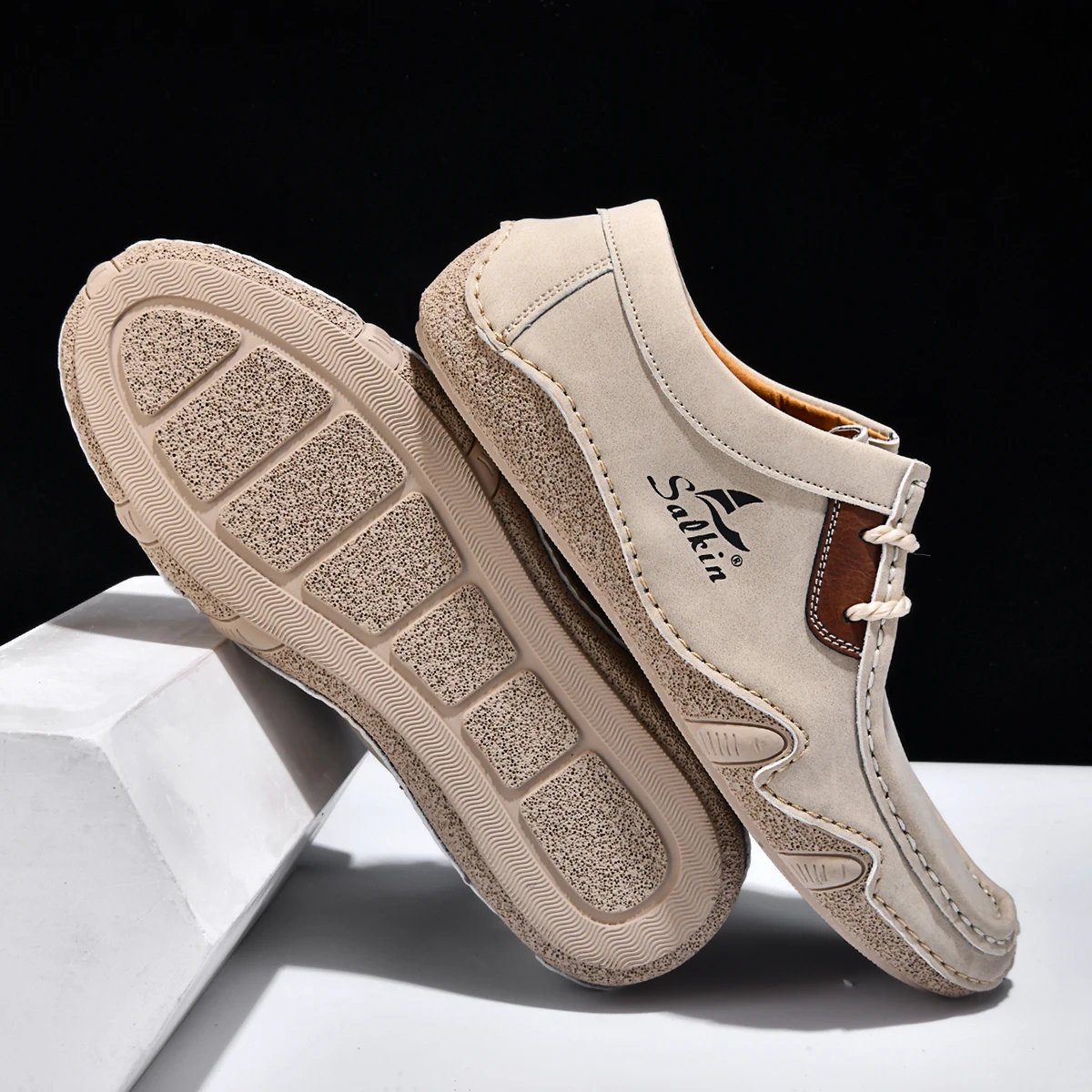 Design Salkin Casual Loafers Tan Suede Loafers - 33