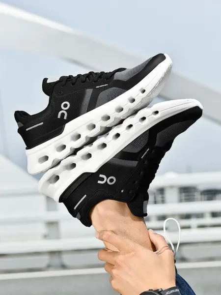 On Cloudmonster White / Black Sneakers Running Shoes - 2