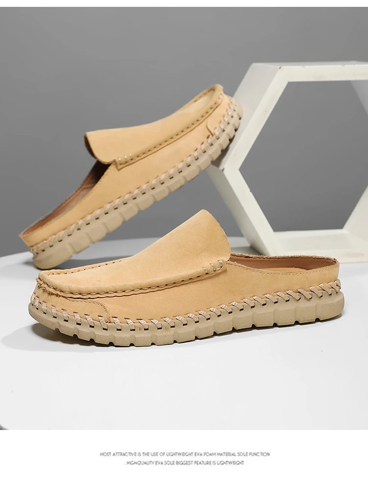 Design Leather Moccasin Slip-On Black Loafers - 31