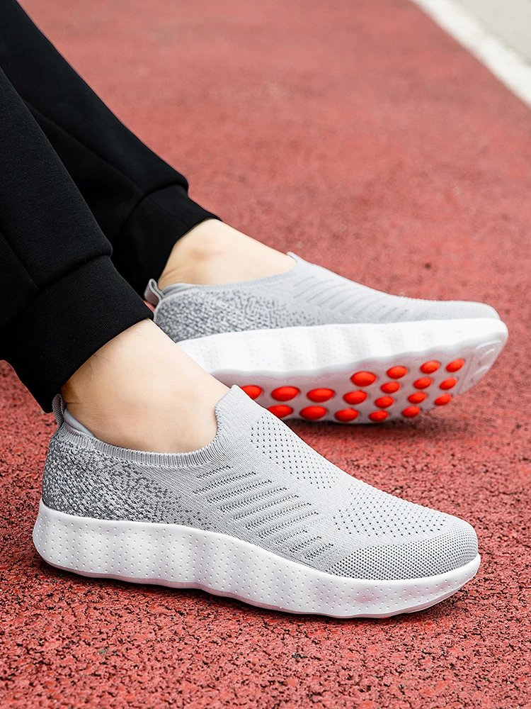 Design Knit Slip-On Sneakers Navy with Orange Pod Sole - 6