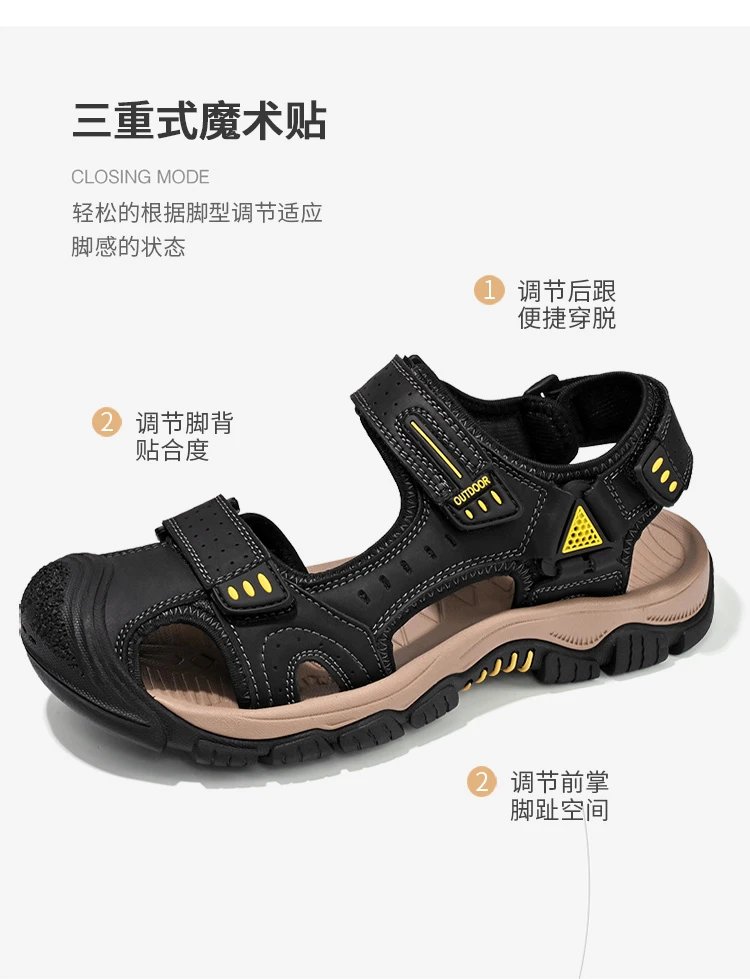 Design Outdoor Sandals Black with Yellow Accents Sporty Sandals - 11