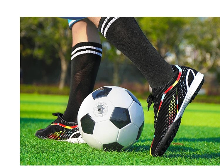 Design Football Cleats Turquoise Multicolor Soccer Studs Running Shoes - 37