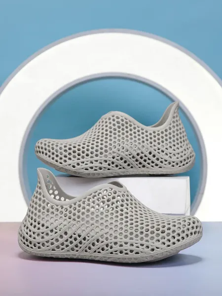 Design 3D-Printed Mesh Slip-On Gray Casual Shoes - 1