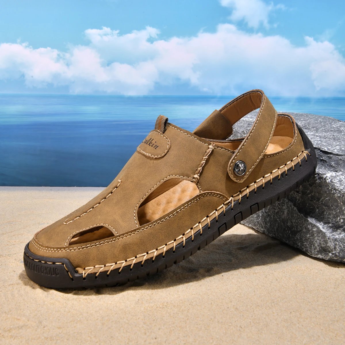 Design Sandal Blue Suede Outdoor Slide Sandals - 39