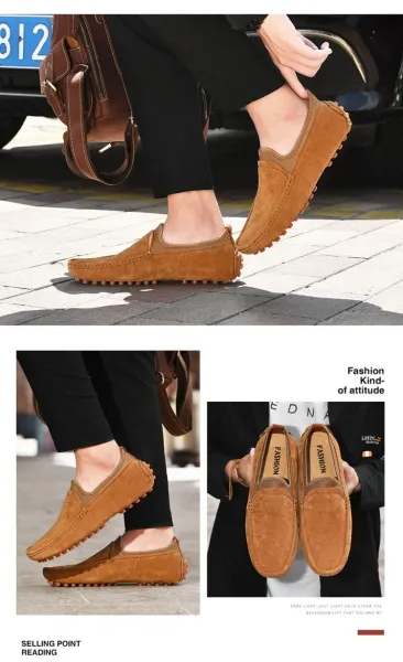 Design Slip-On Loafer Gray Suede with Orange Studs Casual Shoes - 17