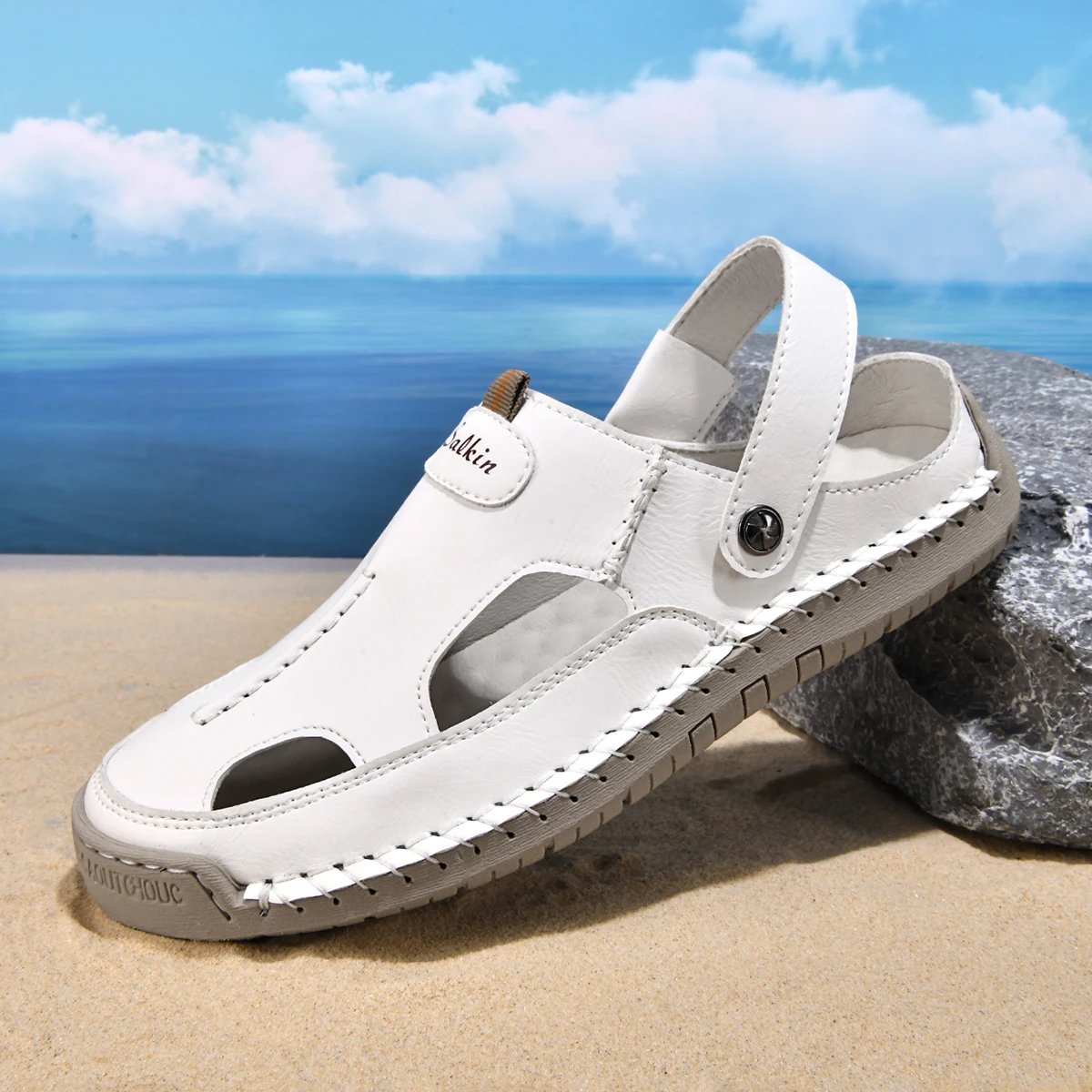 Design Sandal Blue Suede Outdoor Slide Sandals - 37