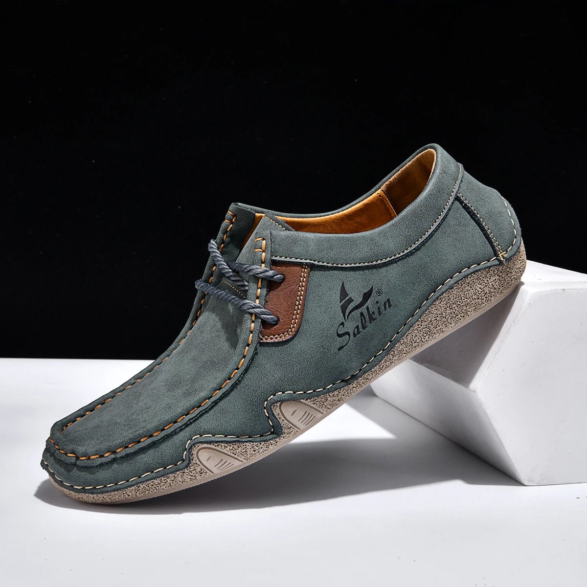 Design Salkin Casual Loafers Tan Suede Loafers - 36
