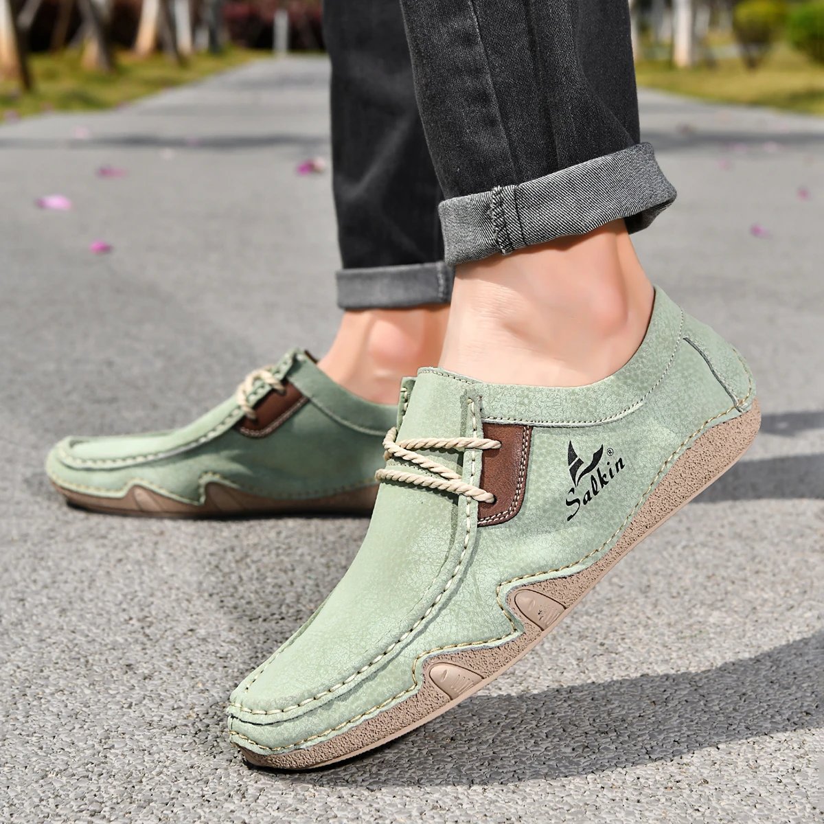 Design Salkin Casual Loafers Tan Suede Loafers - 46