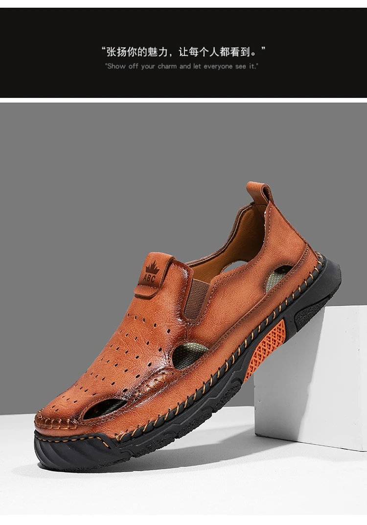 Design White Perforated Slip-On Sandal with Orange Accents Casual Shoes - 33