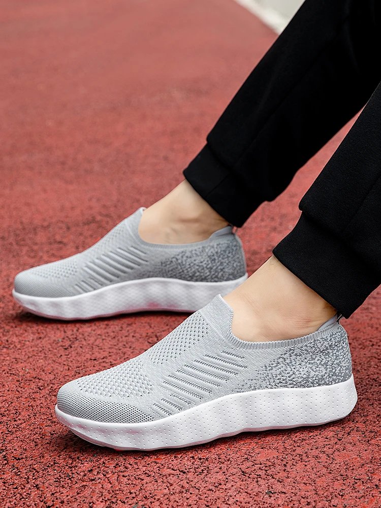 Design Knit Slip-On Sneakers Navy with Orange Pod Sole - 5