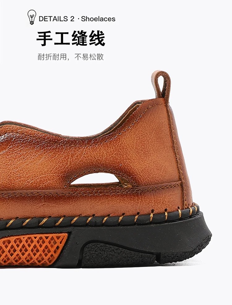 Design White Perforated Slip-On Sandal with Orange Accents Casual Shoes - 9