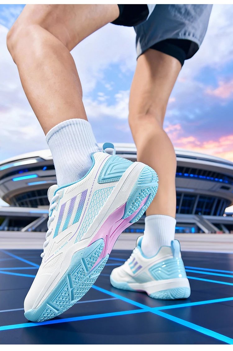 Design CLABNG Badminton Shoe White Blue Gum Sole Sneakers - 24