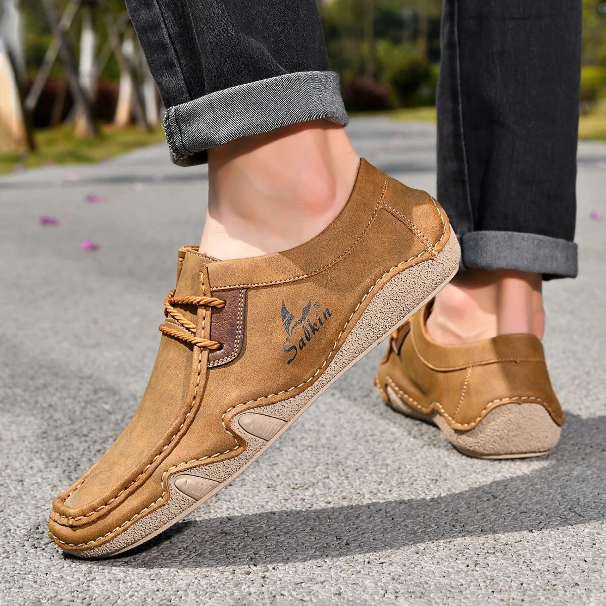 Design Salkin Casual Loafers Tan Suede Loafers - 43