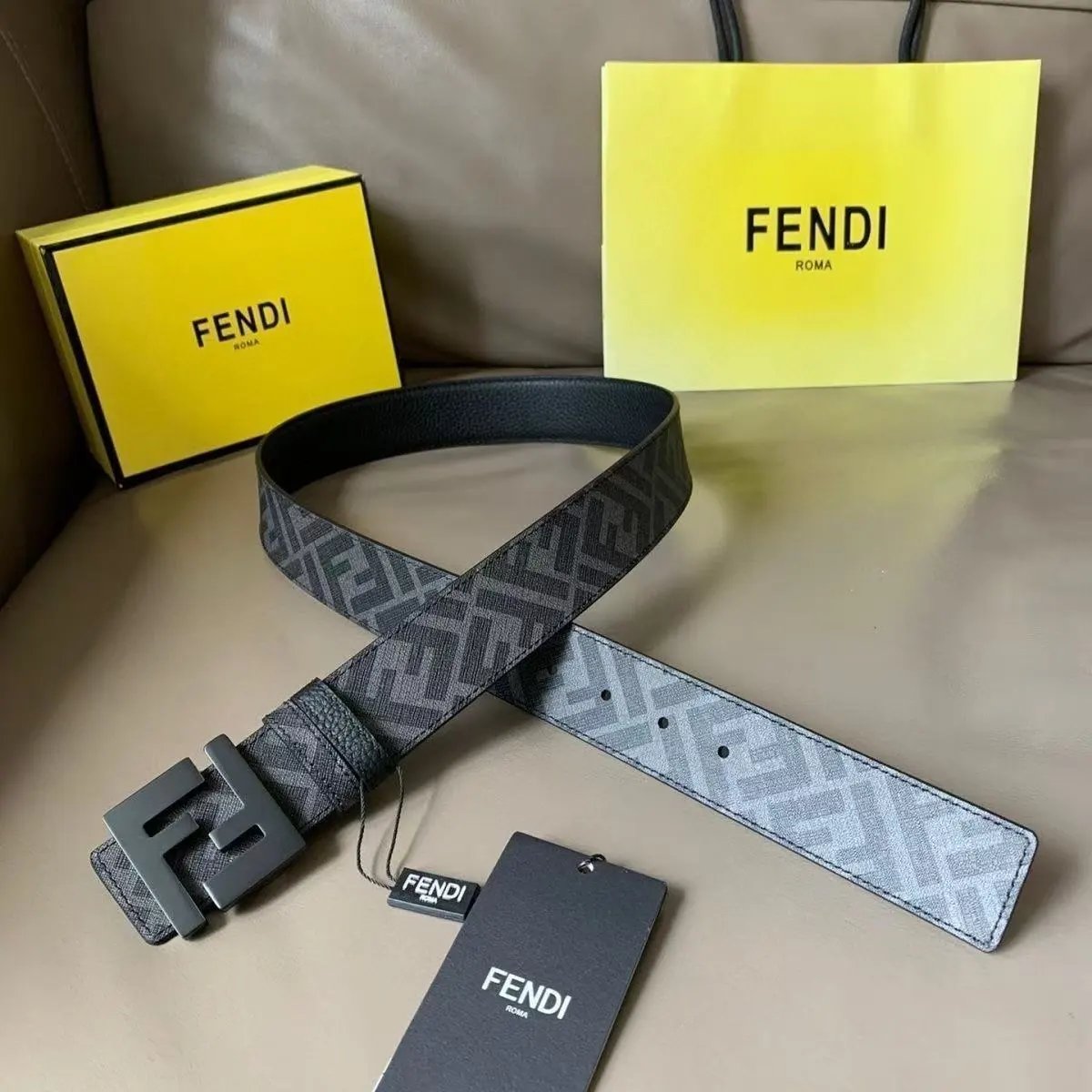Gucci Belts Iridescent GG buckle belt — FENDI-Black with black buttons