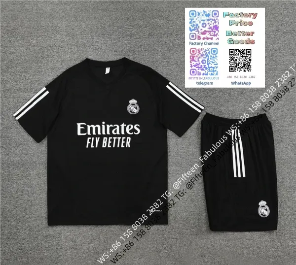 Real Madrid x Emirates Black Training Jersey and Shorts Set - 1