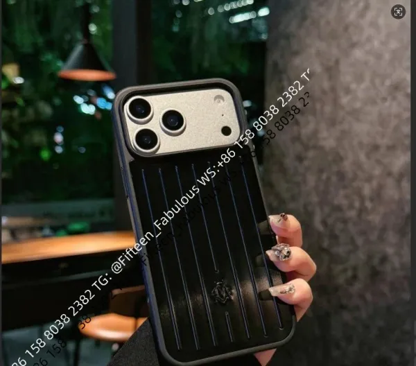 Maison Margiela Replica Phone Case Black with Vertical Ribbed Texture and Tabi Logo - 1