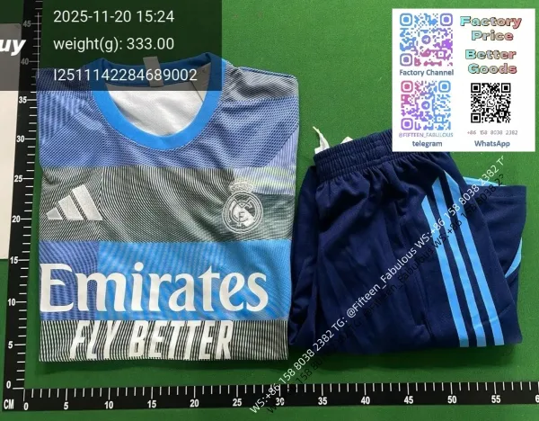 Real Madrid x Adidas Training Kit White Purple Black Jersey and Shorts Set - 15
