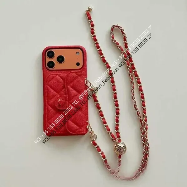 Chanel Classic Flap Phone Case in Red Quilted Lambskin with Chain Strap - 1