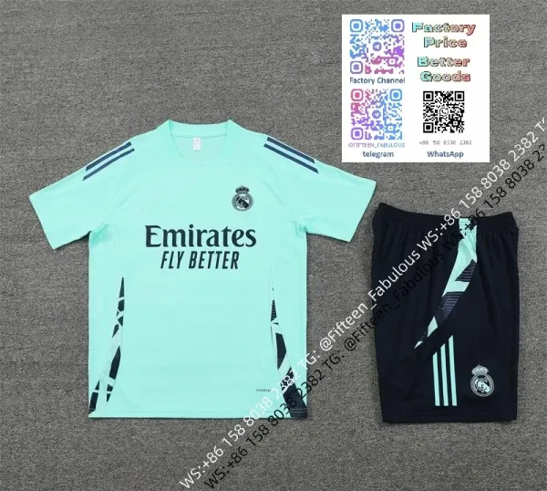 Real Madrid 2023-24 Third Kit Mint Green Jersey and Black Shorts Set - 1
