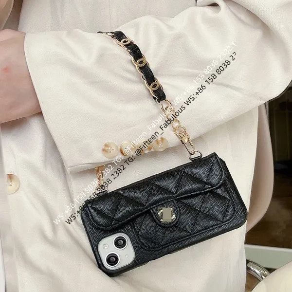Chanel-Inspired Quilted Chain Phone Case Black Crossbody Bag - 1