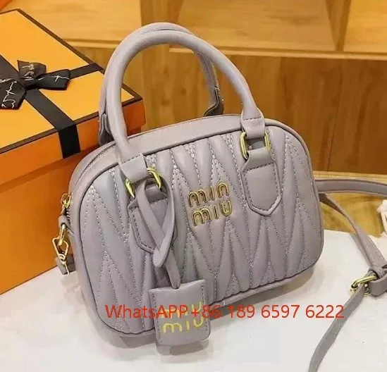 Miu Miu Matelassé Mini Top-Handle Bag Light Gray Handbag - 1