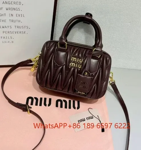 Miu Miu Matelassé Mini Top-Handle Bag Burgundy Handbag - 1