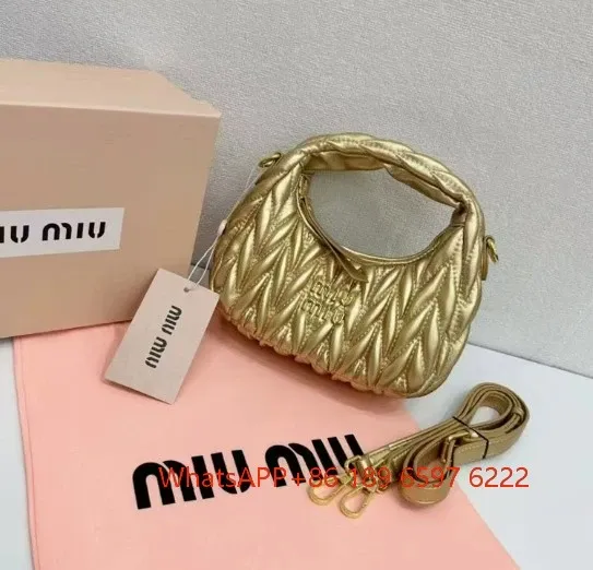 Miu Miu Matelassé Quilted Gold Hobo Bag - 1