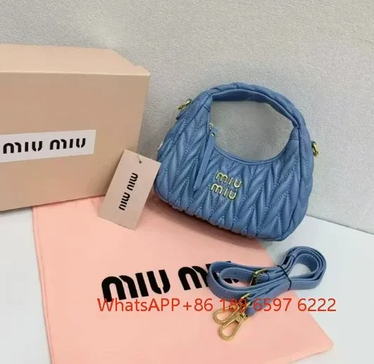 Miu Miu Matelassé Mini Hobo Bag Blue - 1
