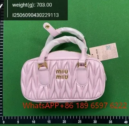 Miu Miu Matelassé Mini Boston Bag Pink Handbag - 1