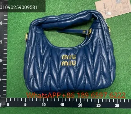 Miu Miu Matelassé Quilted Hobo Bag Navy Blue - 1