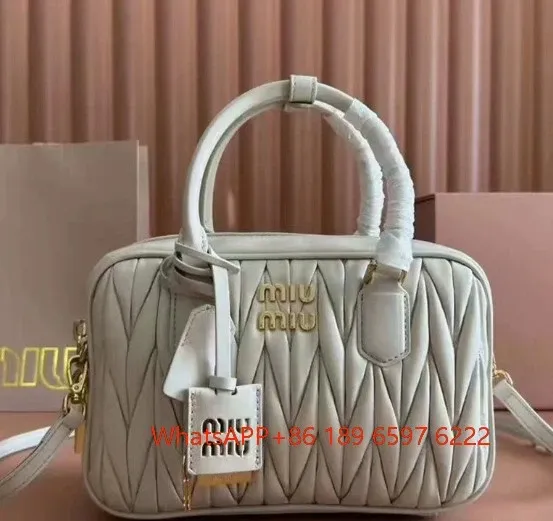 Miu Miu Matelassé Mini Boston Bag White Handbag - 1