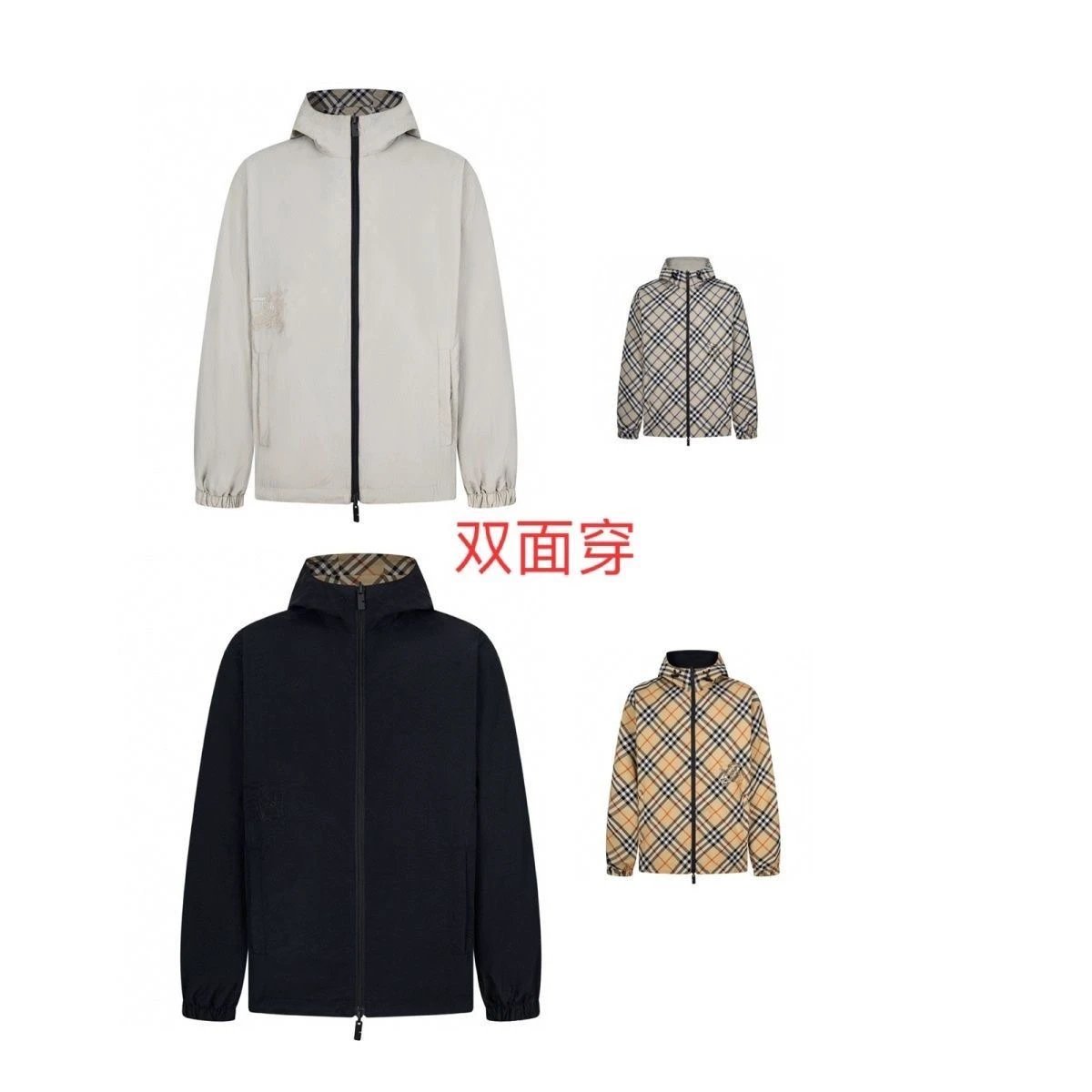 Men's Reversible Hooded Jacket Fashion Casual Two-Sided Streetwear Versatile Outerwear Plaid