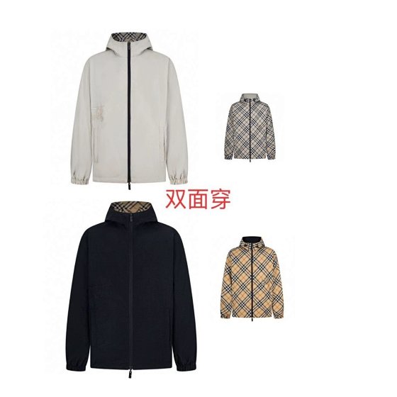 Men's Reversible Hooded Jacket Fashion Casual Two-Sided Streetwear Versatile Outerwear Plaid