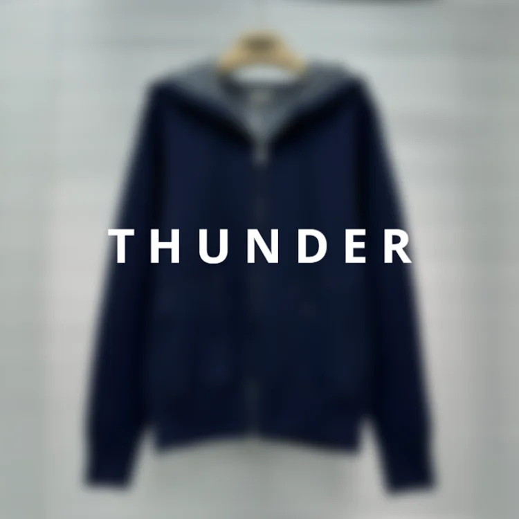 针织拉链连帽夹克