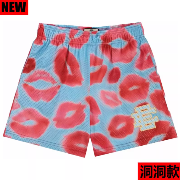 Eric Emanuel Basketball Shorts Mesh Kiss Print Blue Red