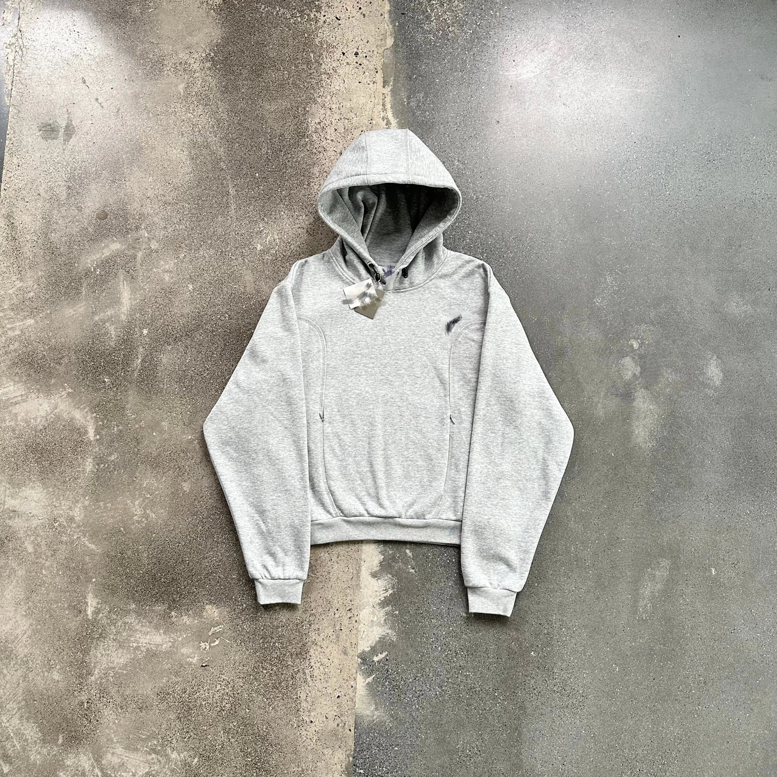 Grey Heather Hooded Sweatshirt Light Grey Oversized Streetwear