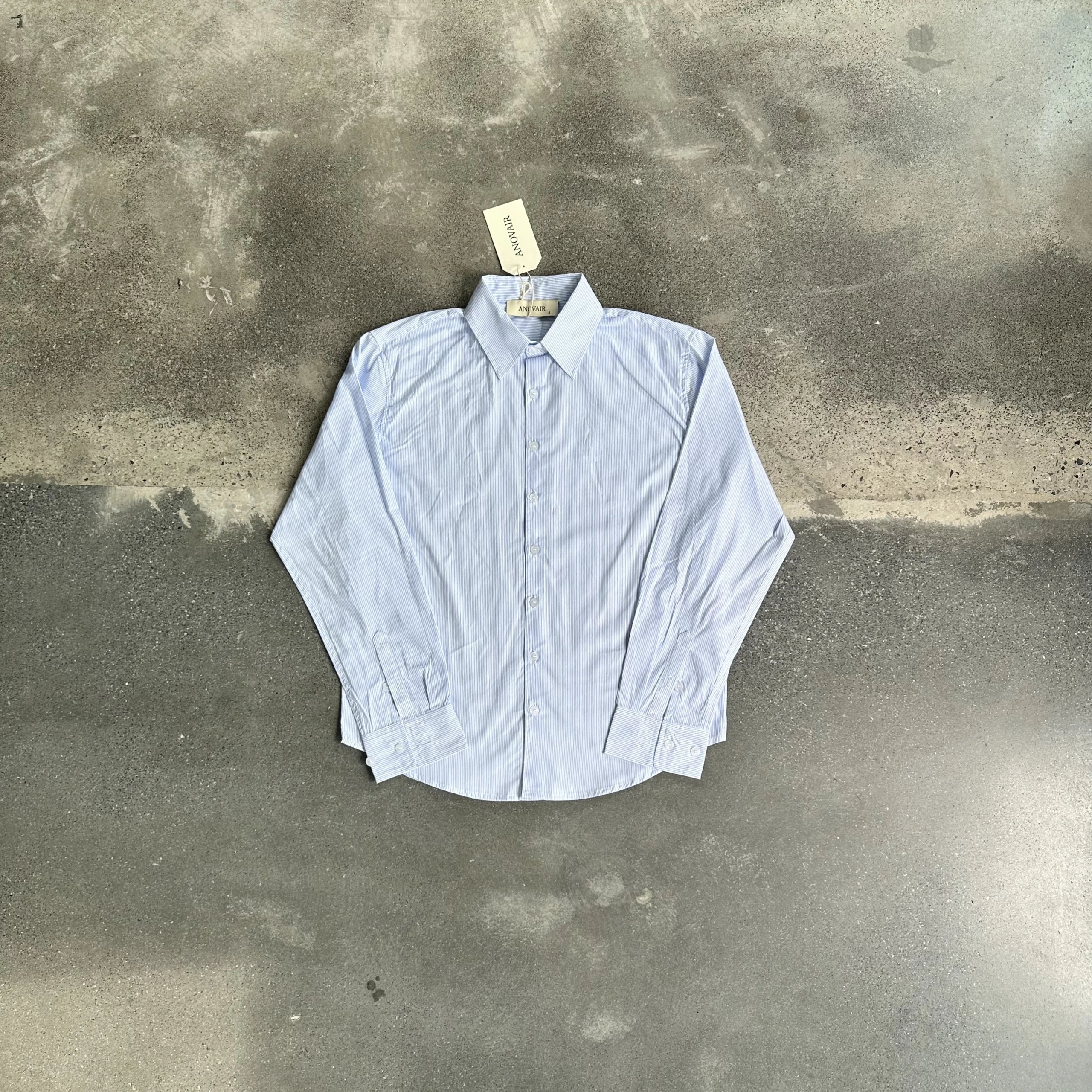 Ancvair Striped Light Blue Classic Button-Up Shirt